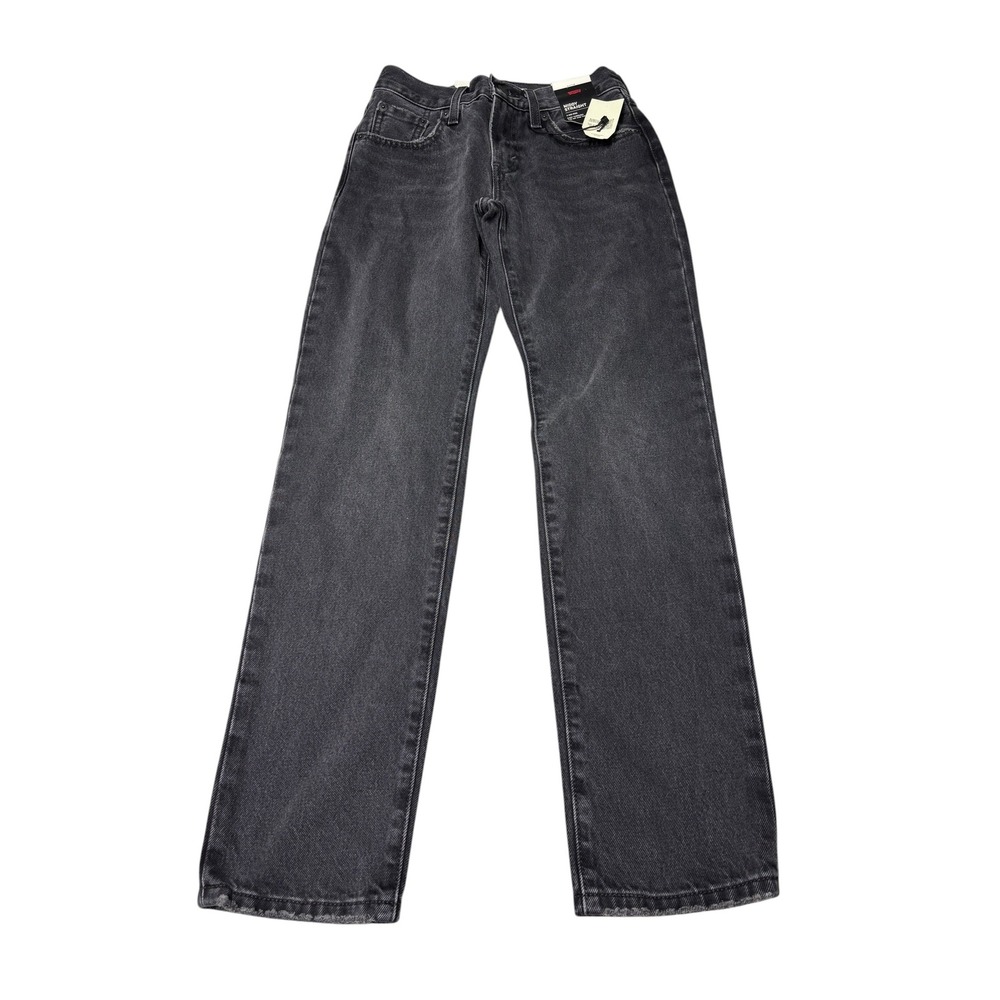 NWT Levis Premium Big E Middy Straight Jeans Womens 24x31 Washed Black Mid Rise